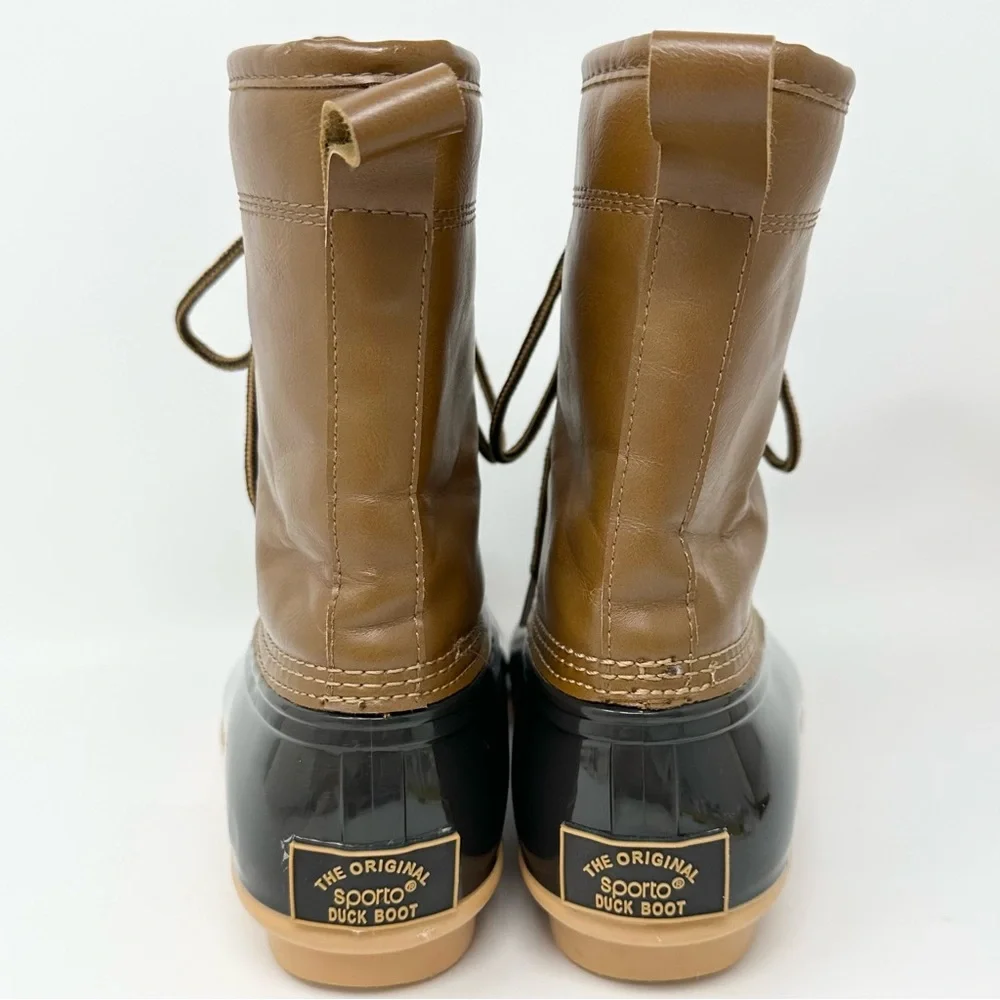 Sporto Duck Boot Womens Ariel  Mid-Calf Lace Up Rain Boots Rainboots Size 6